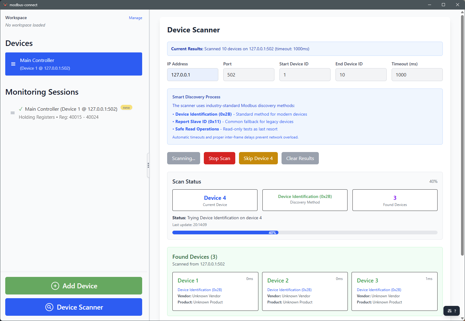 Modbus Connect Device Scanner